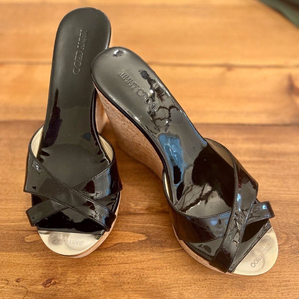 Jimmy Choo Black Wedges - Size 38